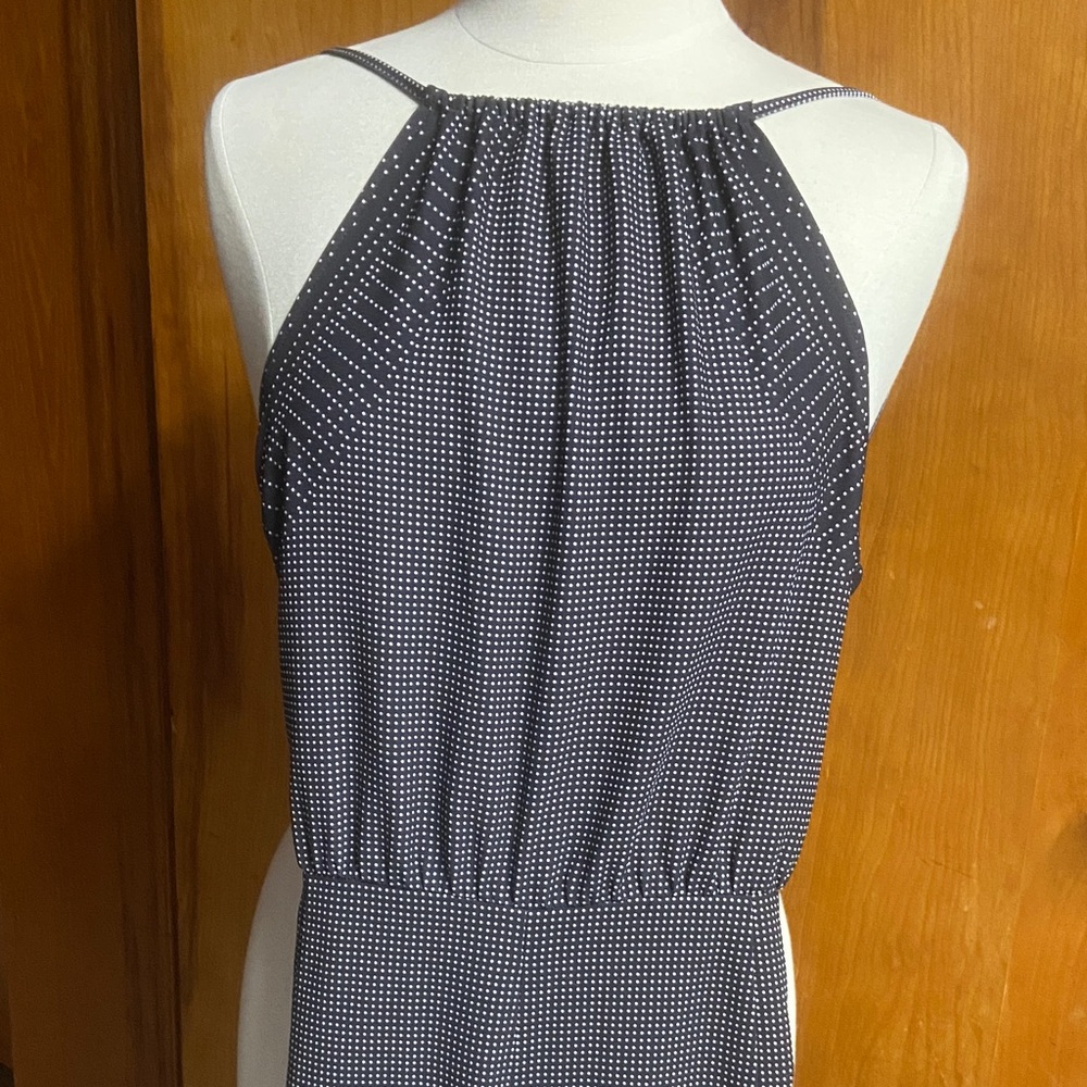 H & M Med Sleeveless Polka Dot Halter Pantsuit Long Jumpsuit Strappy
